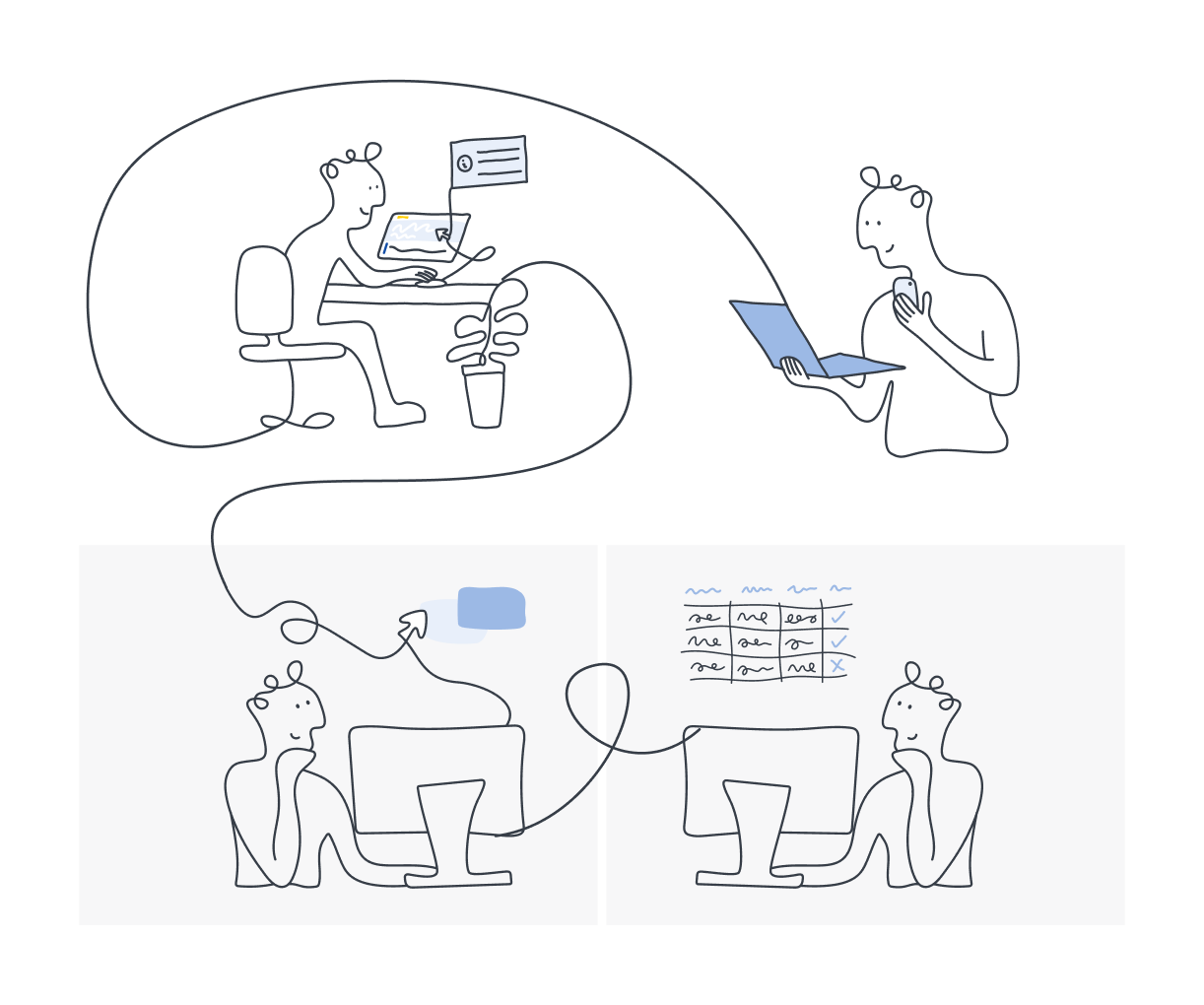 Infografía del flujo de trabajo en la oficina de diseño DINTEL
